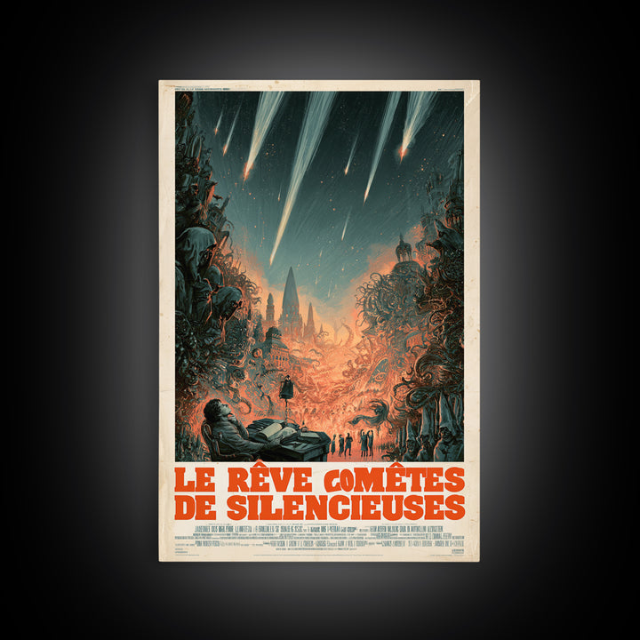 The Dream Of Silent Comets, French Language Horror Movie Poster, 1960s Horror Art, Eldritch Cinema Wall Art, Framed Canvas Print