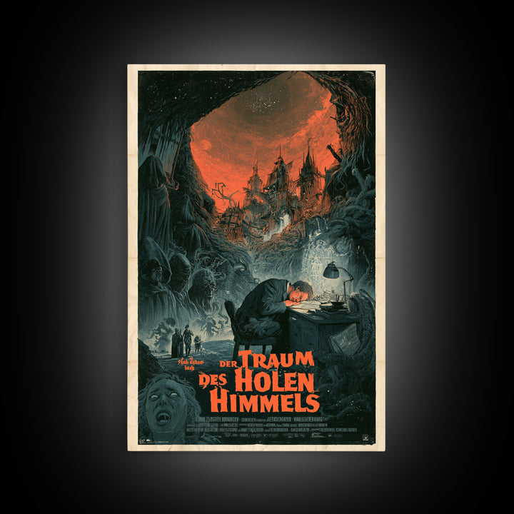 The Dream Of The Hollow Sky, German Language Horror Movie Poster, 1960s Horror Art, Lovecraftian Horror Poster, Framed Canvas Print