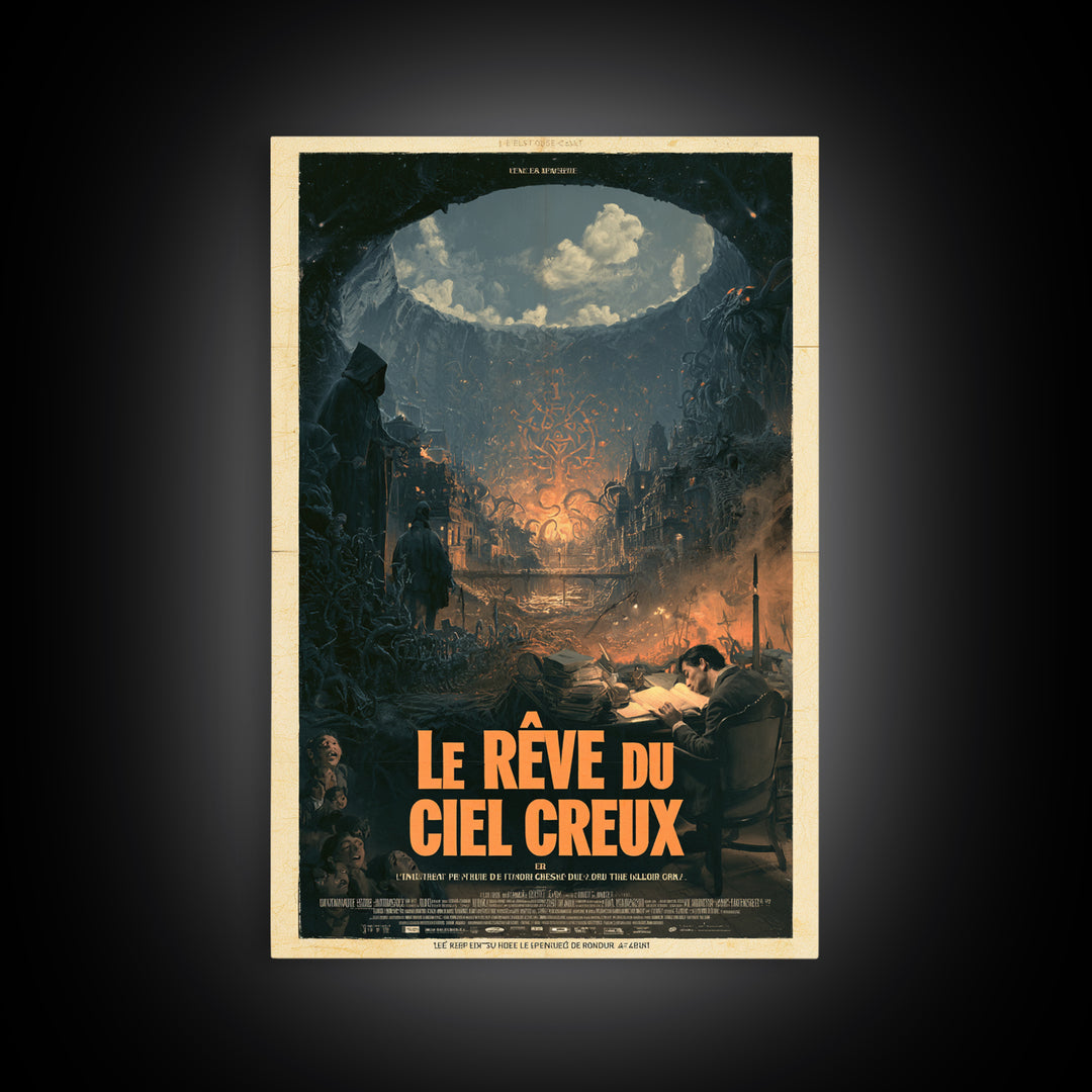 The Dream Of The Hollow Sky, French Language Horror Movie Poster, 1960s Horror Art, Cult Horror Poster, Framed Canvas Print
