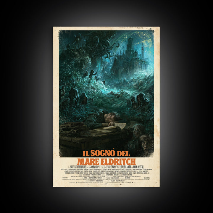 The Dream Of The Eldritch Sea, Italian Language Horror Movie Poster, 1970s Horror Art, Eldritch Cinema Wall Art, Framed Canvas Print