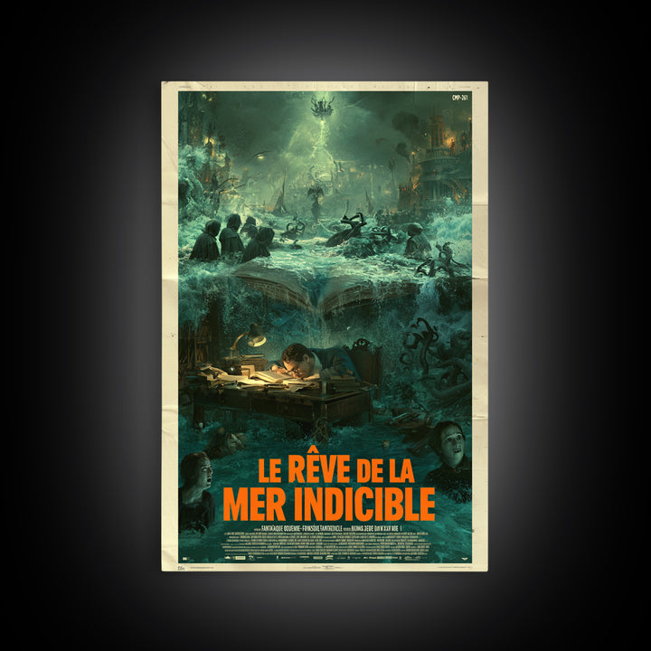 The Dream Of The Eldritch Sea, French Language Horror Movie Poster, 1960s Horror Art, Lovecraftian Horror Poster, Framed Canvas Print
