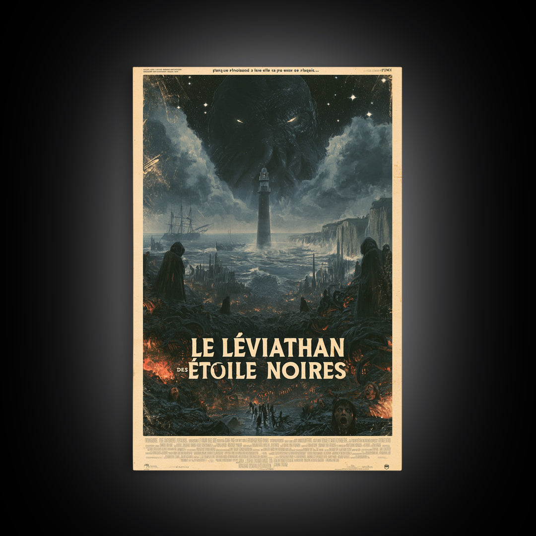 The Leviathan Of Black Stars, French Language Horror Movie Poster, 1960s Horror Art, Cult Horror Poster, Framed Canvas Print