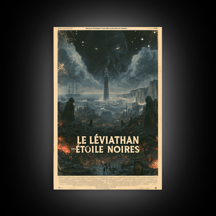 The Leviathan Of Black Stars, French Language Horror Movie Poster, 1960s Horror Art, Cult Horror Poster, Framed Canvas Print