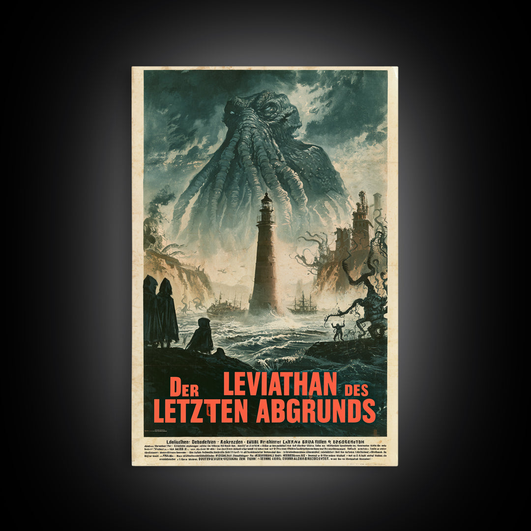 The Leviathan Of The Last Abyss, German Language Horror Movie Poster, 1960s Horror Art, Cosmic Horror Movie Art, Canvas Print