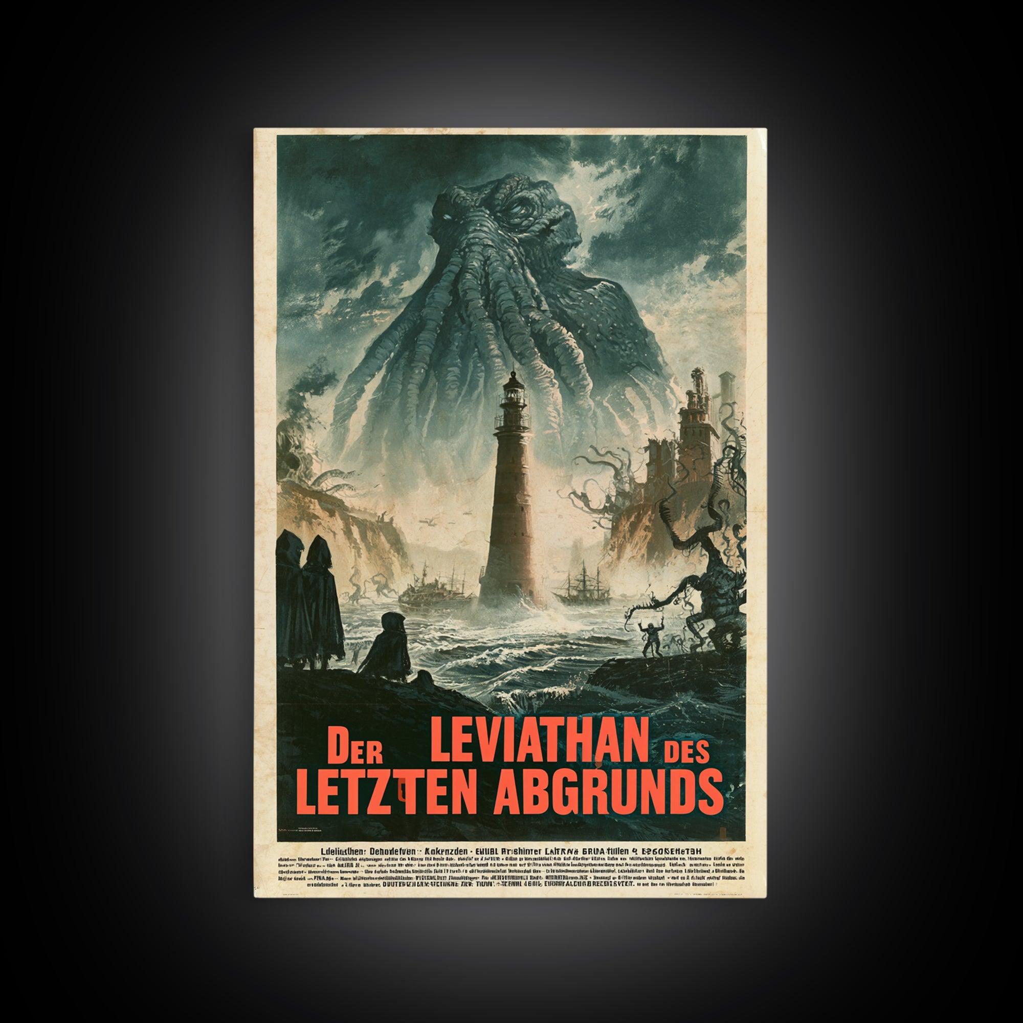 The Leviathan Of The Last Abyss, German Language Horror Movie Poster, 1960s Horror Art, Cosmic Horror Movie Art, Canvas Print
