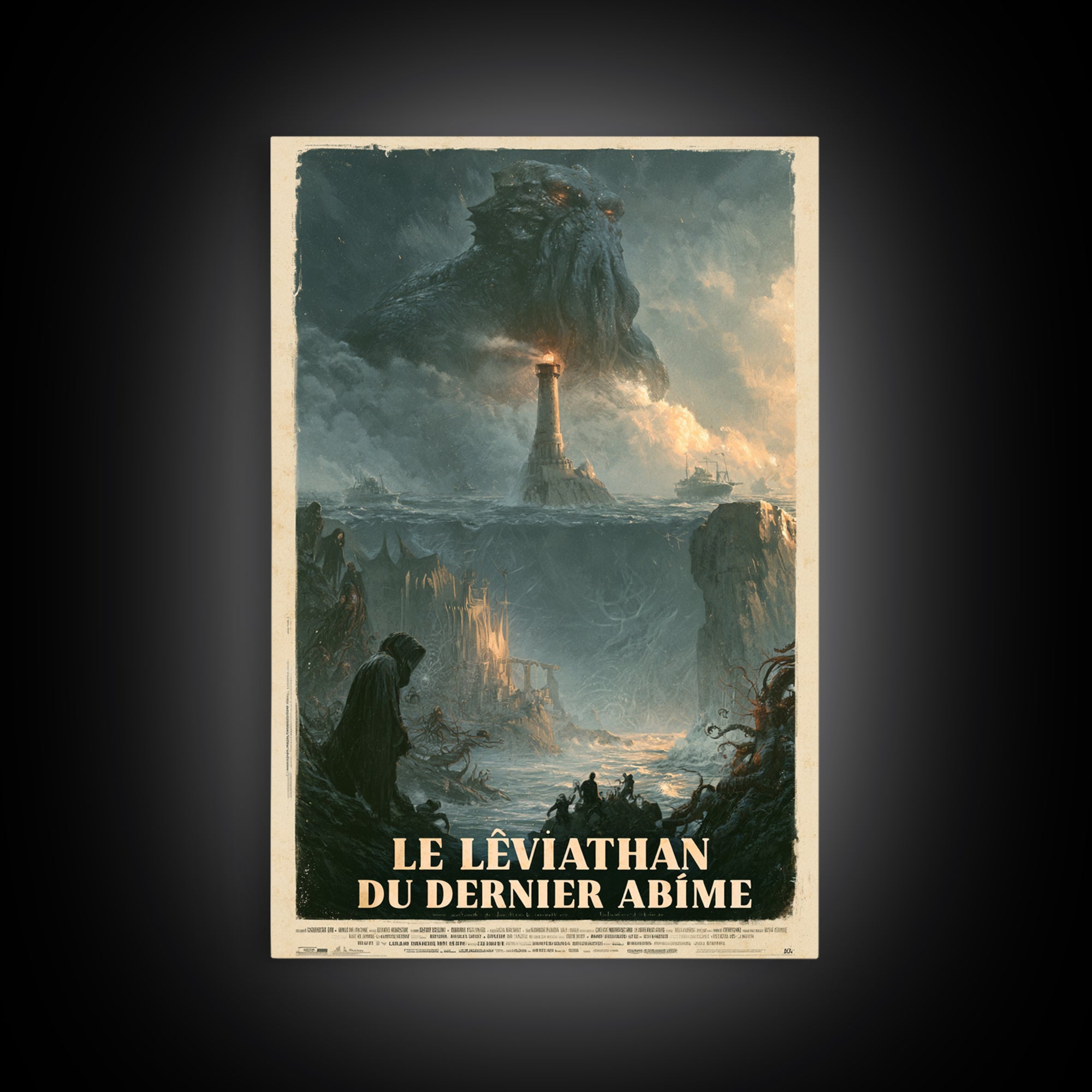 The Leviathan Of The Last Abyss, French Language Horror Movie Poster, 1960s Horror Art, Classic Monster Poster, Canvas Print
