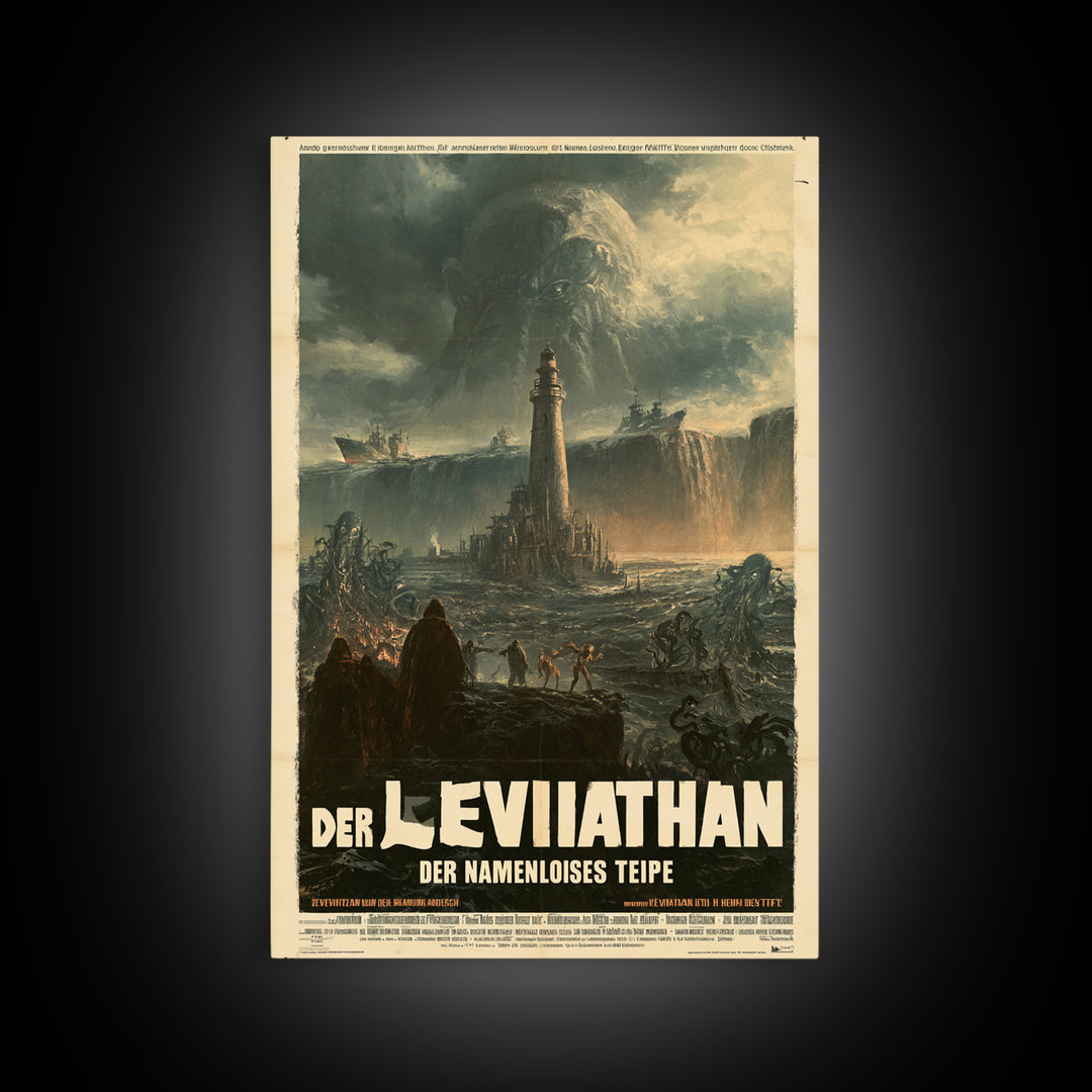 The Leviathan Of The Nameless Deep, German Language Horror Movie Poster, 1960s Horror Art, Cult Horror Poster, Framed Canvas Print