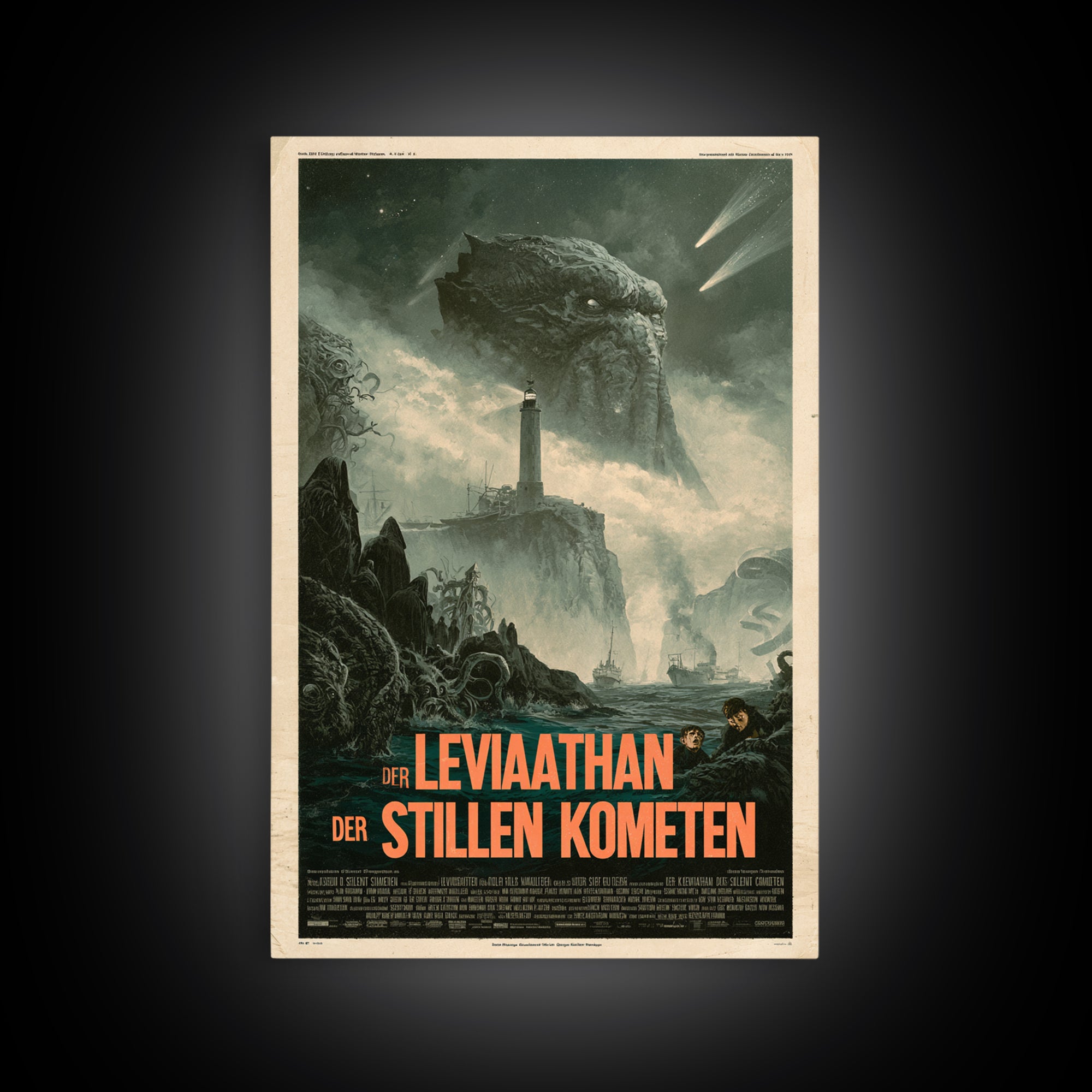The Leviathan Of Silent Comets, German Language Horror Movie Poster, 1960s Horror Art, Retro Horror Movie Art, Canvas Print, Horror Wall Art