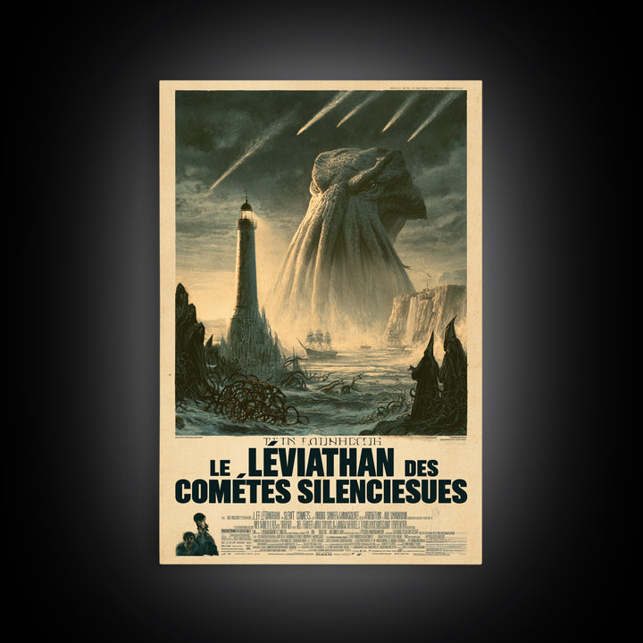 The Leviathan Of Silent Comets, French Language Horror Movie Poster, 1960s Horror Art, Cosmic Horror Movie Art, Canvas Print