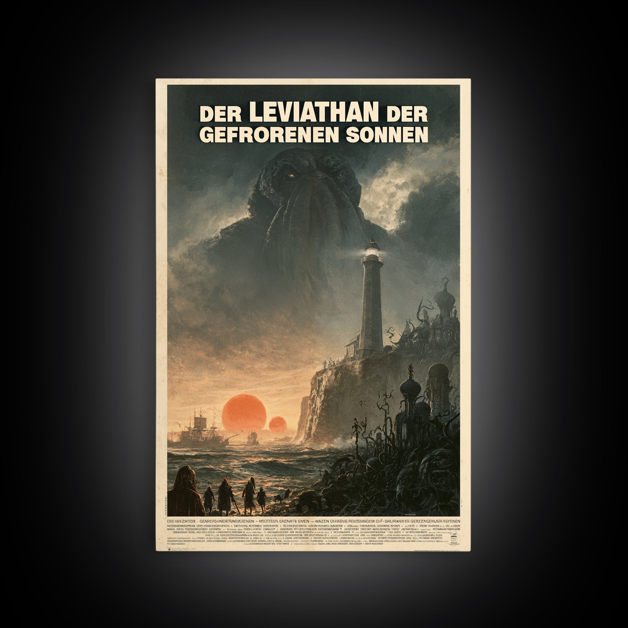 The Leviathan Of Frozen Suns, German Language Horror Movie Poster, 1960s Horror Art, Cult Horror Poster, Framed Canvas Print