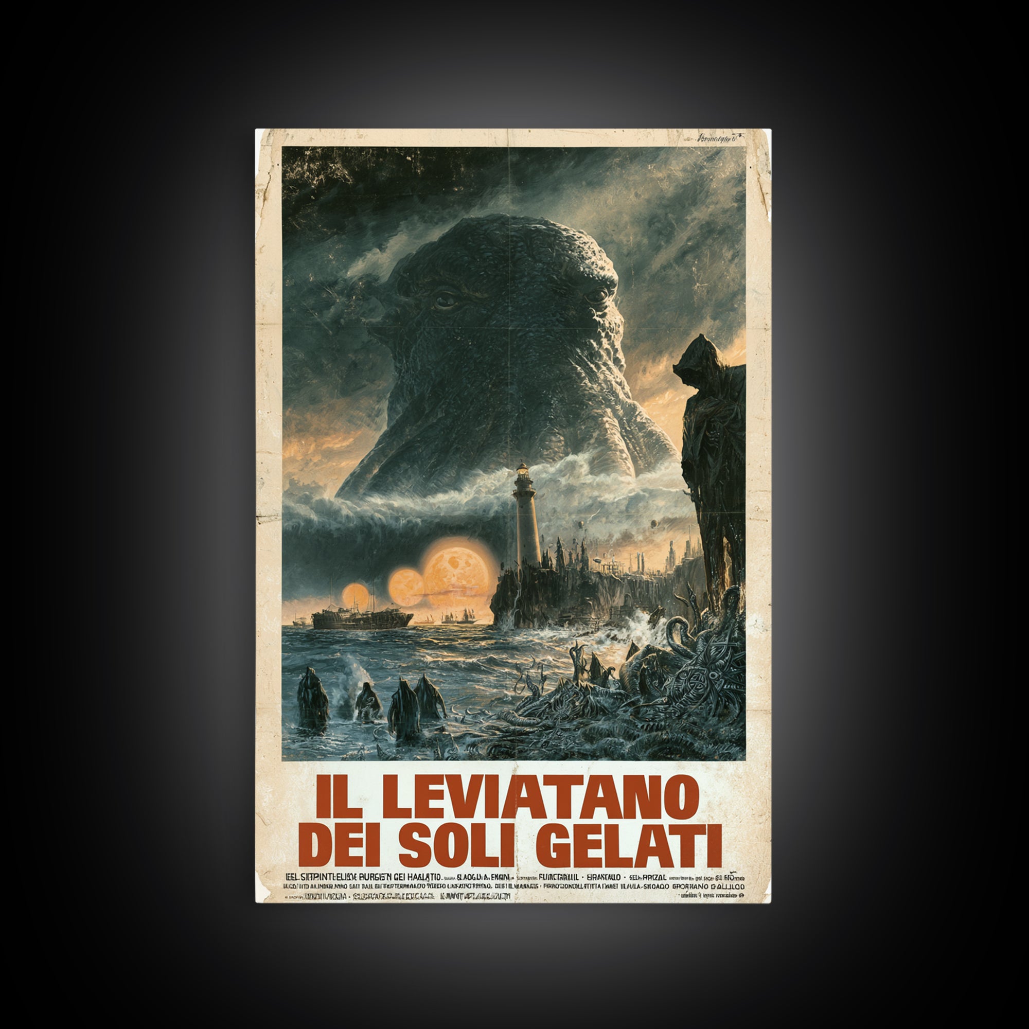 The Leviathan Of Frozen Suns, Italian Language Horror Movie Poster, 1970s Horror Art, Gothic Cinema Wall Art, Framed Canvas Print