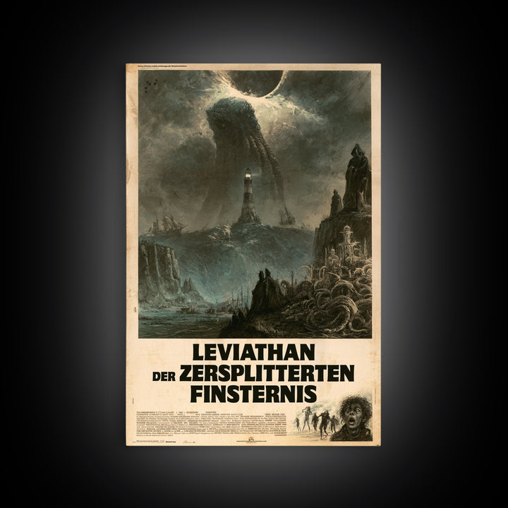 The Leviathan Of The Shattered Eclipse, German Language Horror Movie Poster, 1960s Horror Art, Eldritch Cinema Wall Art, Framed Canvas Print