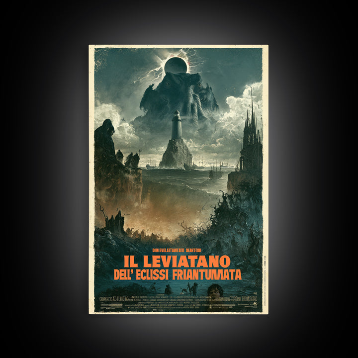 The Leviathan Of The Shattered Eclipse, Italian Language Horror Movie Poster, 1970s Horror Art, Classic Monster Poster, Canvas Print