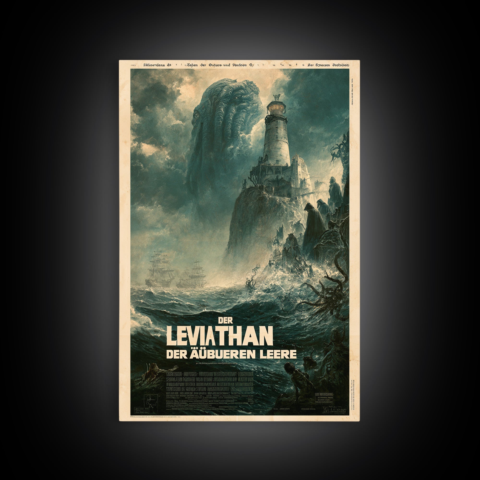 The Leviathan Of The Outer Void, German Language Horror Movie Poster, 1960s Horror Art, Classic Monster Poster, Canvas Print