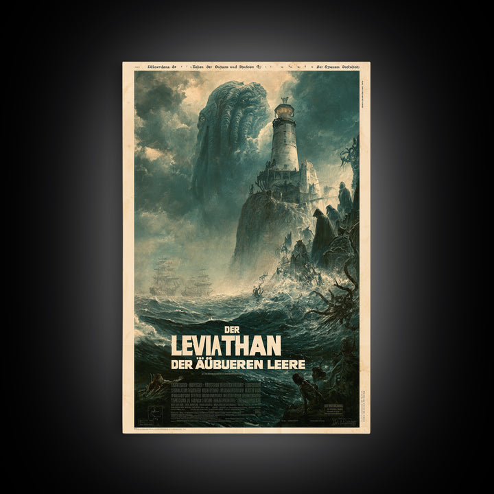 The Leviathan Of The Outer Void, German Language Horror Movie Poster, 1960s Horror Art, Classic Monster Poster, Canvas Print