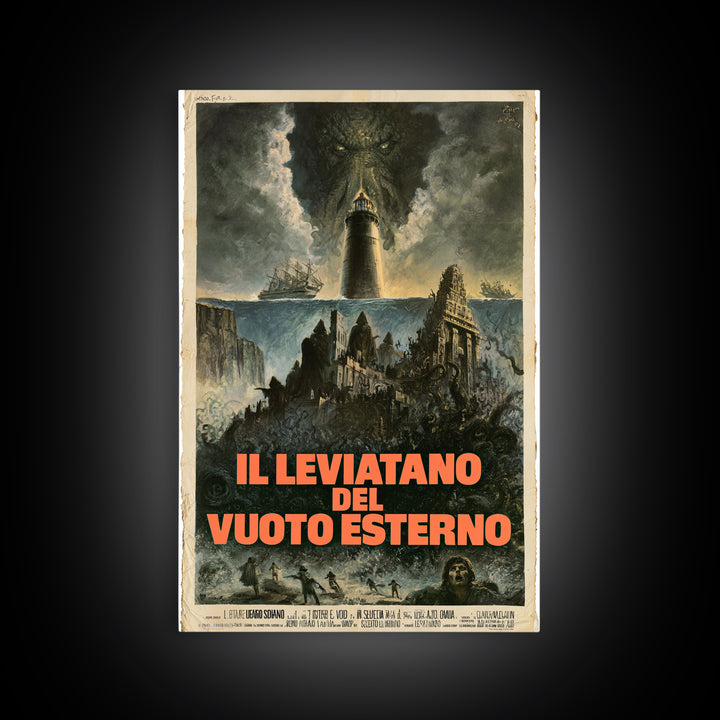The Leviathan Of The Outer Void, Italian Language Horror Movie Poster, 1970s Horror Art, Gothic Cinema Wall Art, Framed Canvas Print