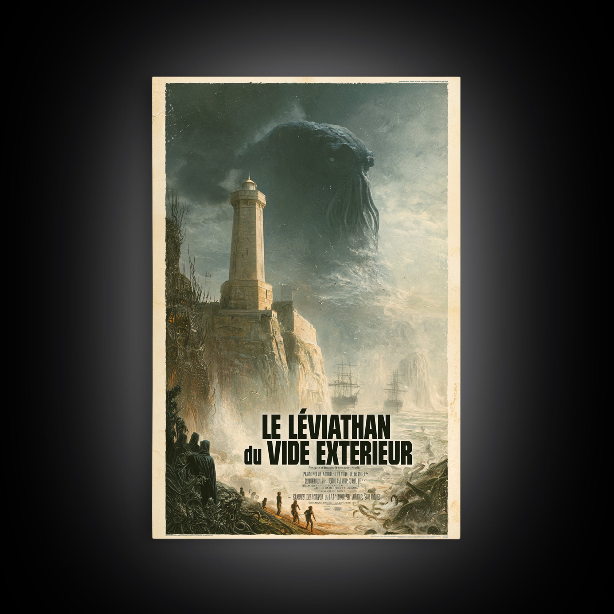 The Leviathan Of The Outer Void, French Language Horror Movie Poster, 1960s Horror Art, Cosmic Horror Movie Art, Canvas Print