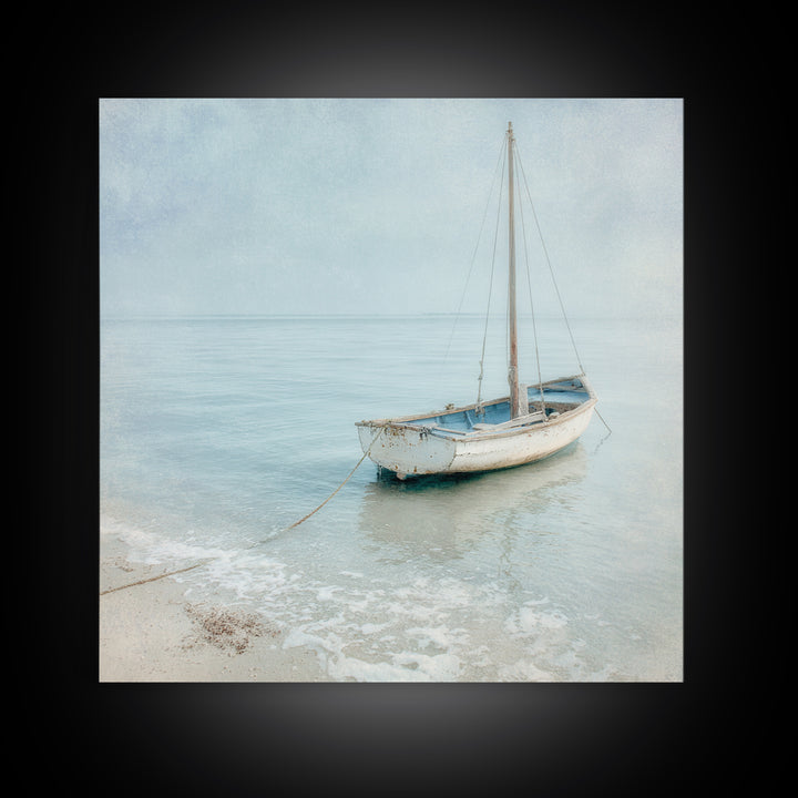 Weathered Sailboat on Calm Morning Water Canvas Print, Coastal Art, Coastal Prints, Coastal Decor, Fine Art, Coastal, COA-1x1-26