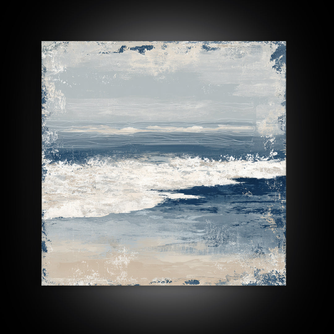 Minimal Wave Line Drawing Framed Canvas Print, Coastal Art, Gallery Decor, Coastal Decor, Fine Art, Coastal, Contemporary Art, COA-1x1-32