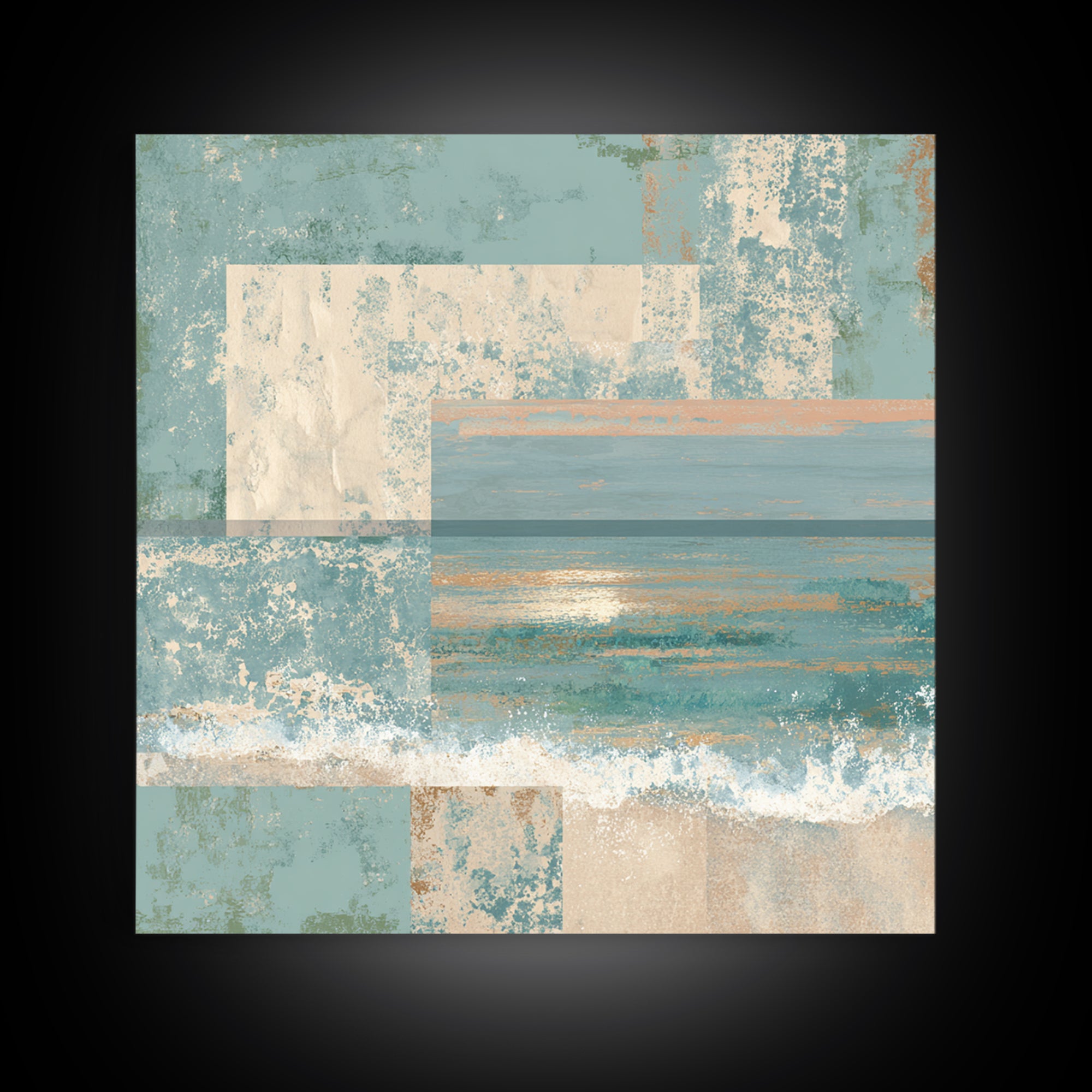 Abstract Seafoam Patterns Framed Canvas Print, Coastal Art, Beach Print, Coastal Decor, Fine Art, Coastal, Statement Artwork, COA-1x1-42