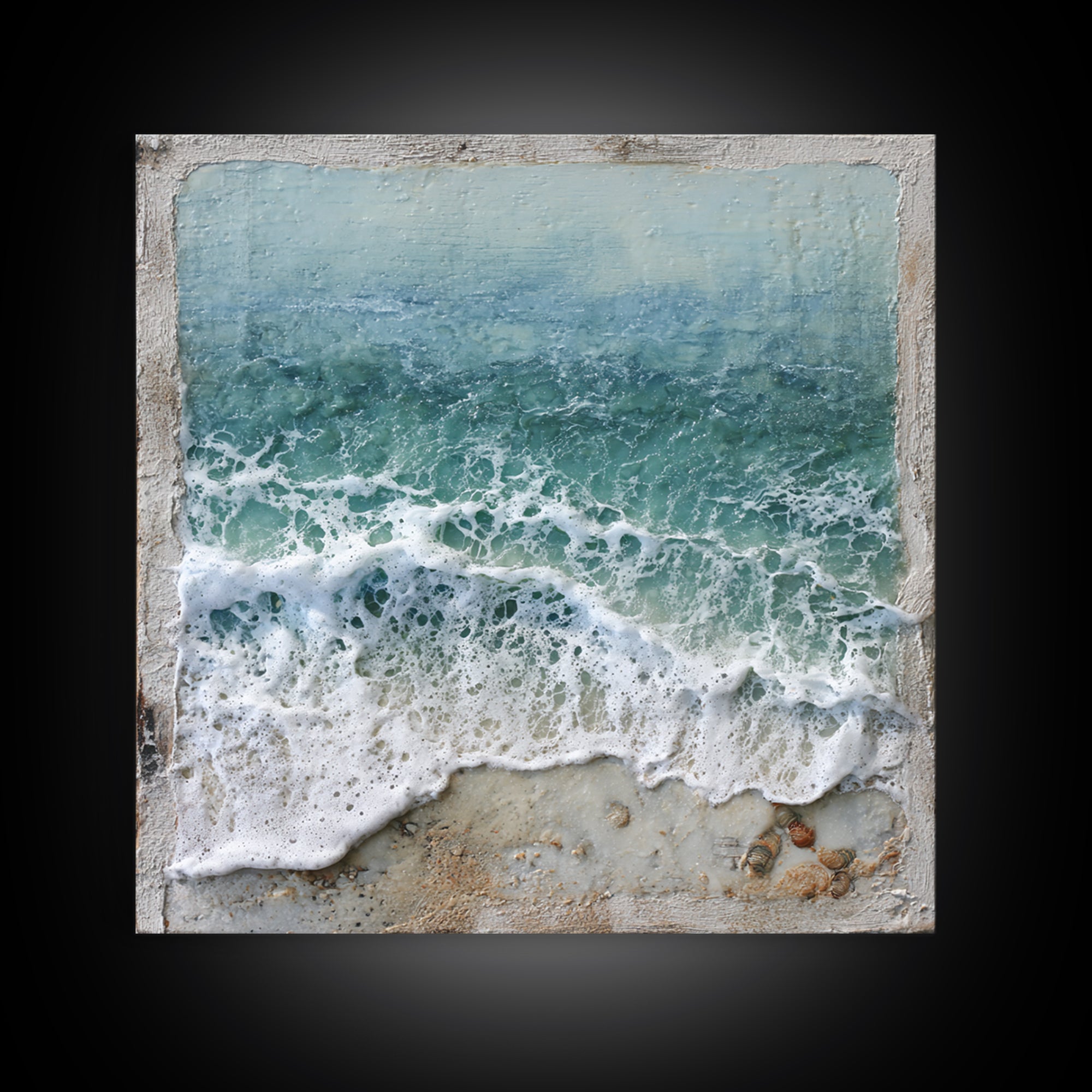 Storm Cloud over Deep Green Water Framed Canvas Print, Coastal Art, Beach Print, Coastal Decor, Coastal, Statement Artwork, COA-1x1-68