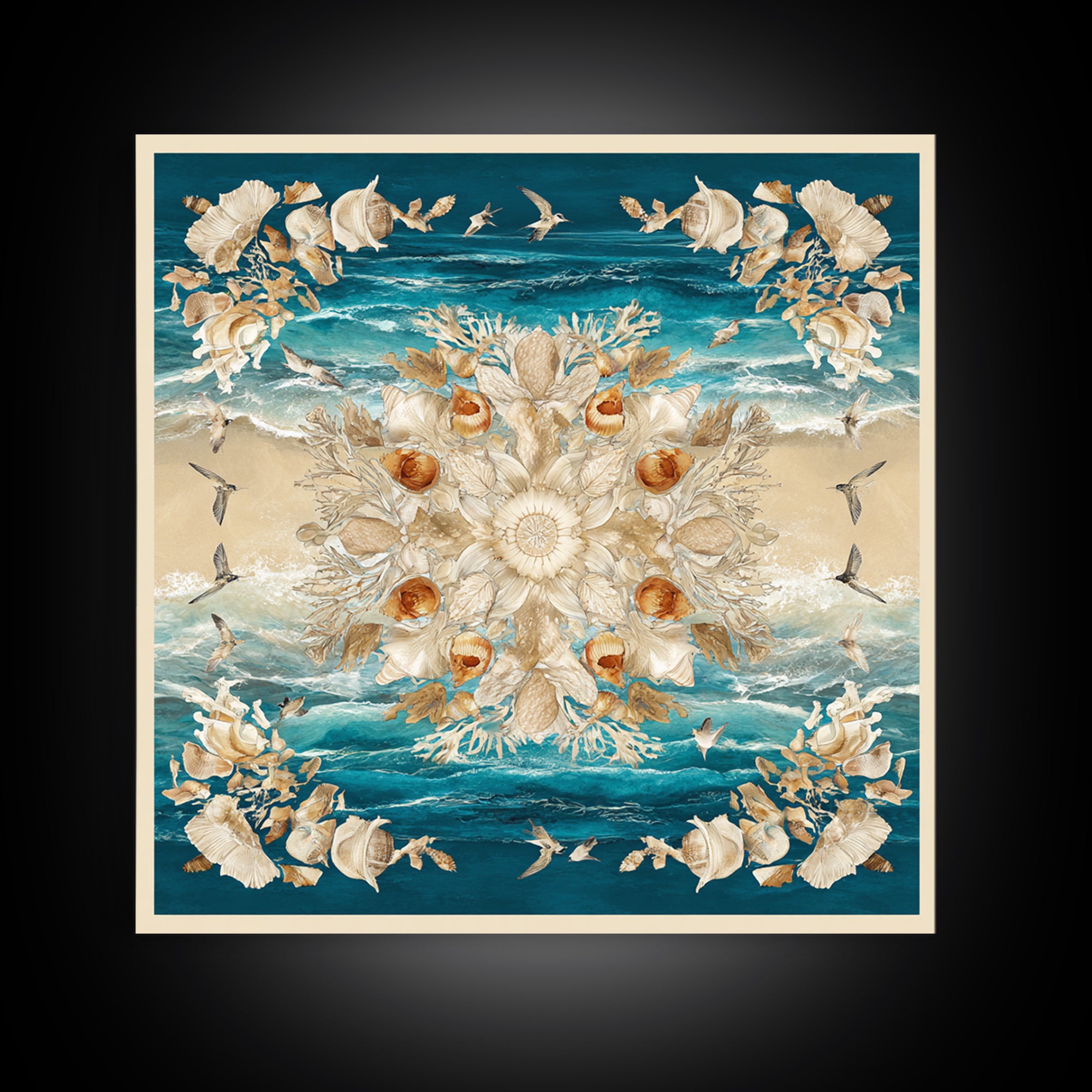 Shell and Coral Specimen Arrangement Framed Canvas Print, Coastal Art, Statement Artwork, Coastal Decor, Fine Art, Coastal, COA-1x1-83