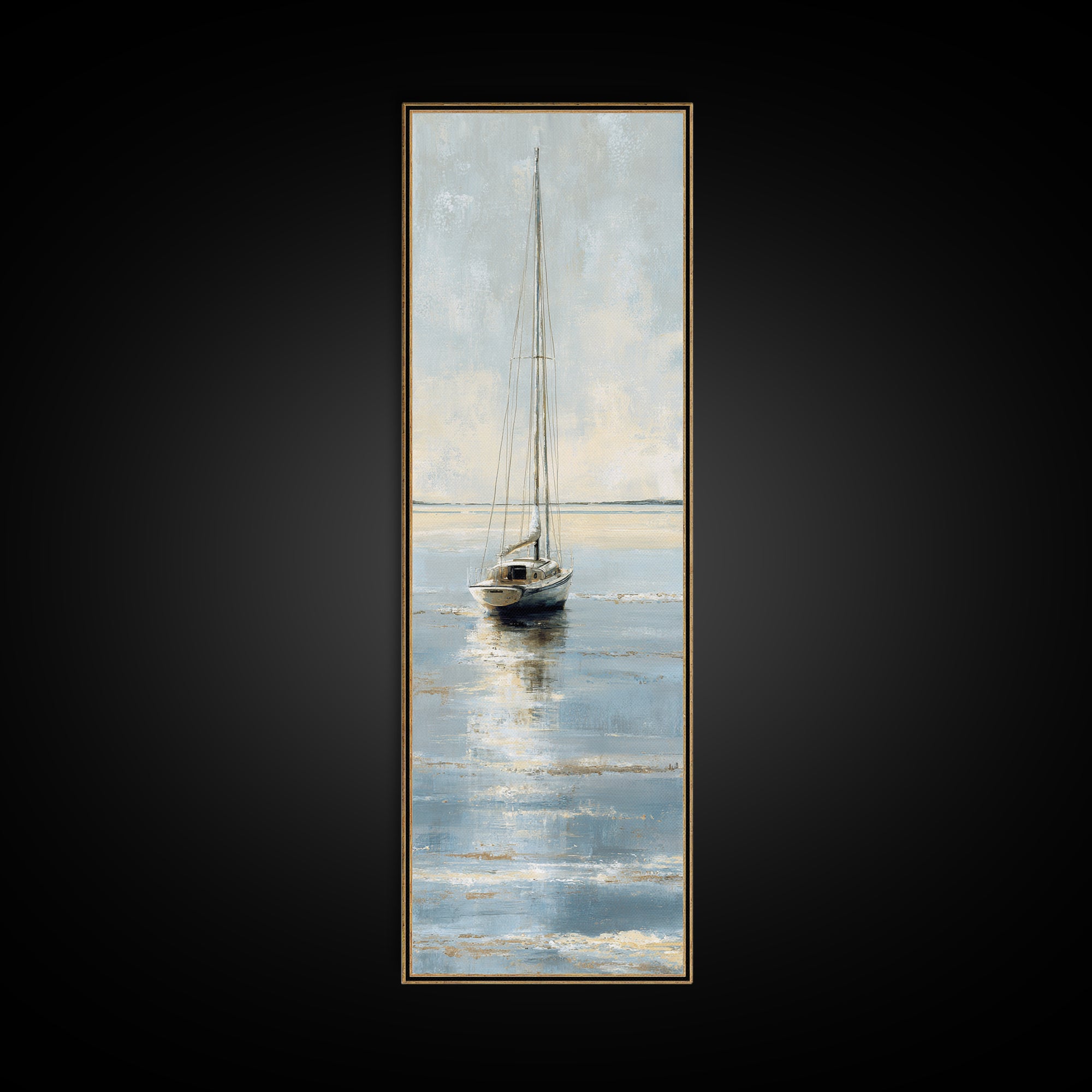 Weathered Sailboat on Calm Morning Water Canvas Print, Coastal Art, Ocean Art, Coastal Decor, Fine Art, Coastal, Art Print, COA-1x3-14