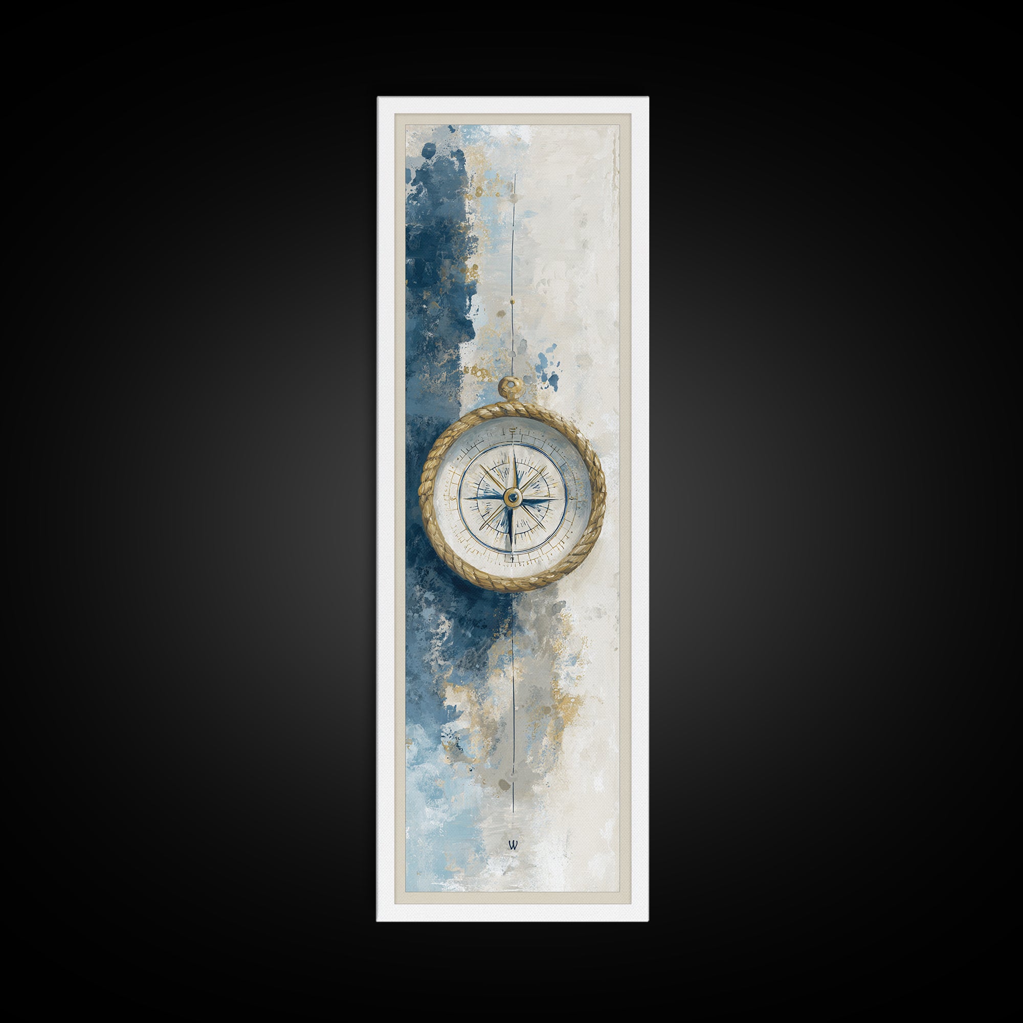 Weathered Nautical Rope and Brass Compass Canvas Print, Coastal Art, Coastal Wall Art, Coastal Decor, Abstract Art, Coastal, COA-1x3-51