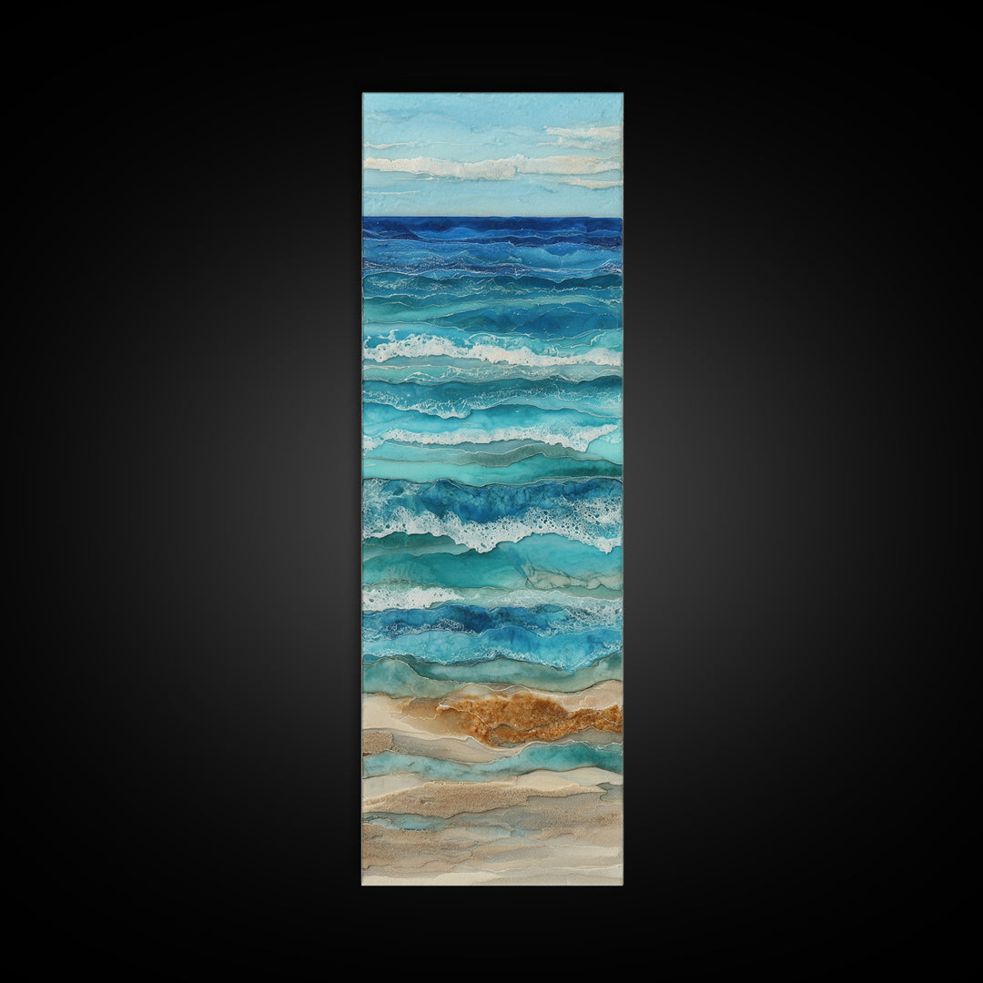 Aerial Sandbar with Turquoise Water Canvas Print, Coastal Art, Landscape Painting, Coastal Decor, Coastal, Modern Decor, COA-1x3-89