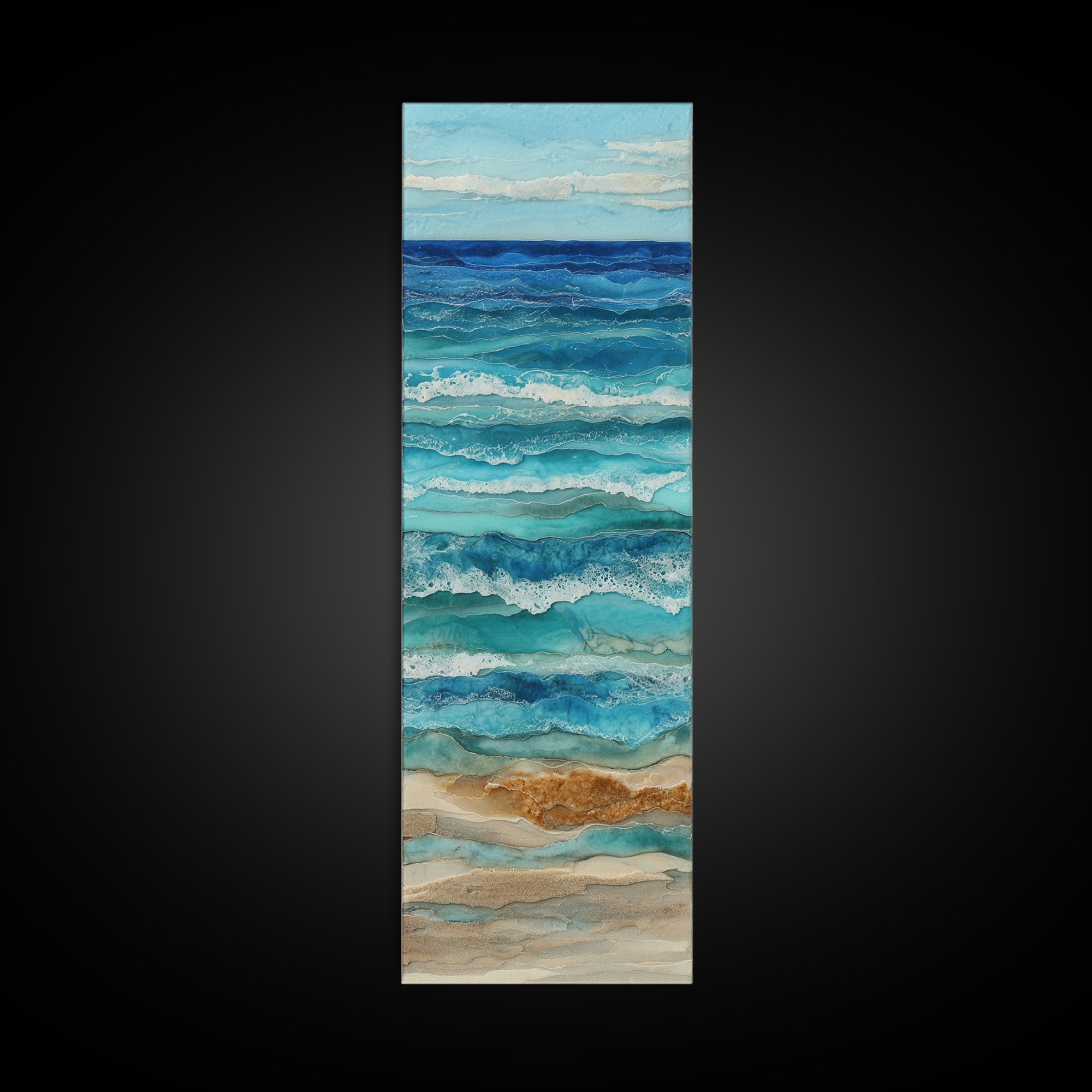 Aerial Sandbar with Turquoise Water Canvas Print, Coastal Art, Landscape Painting, Coastal Decor, Coastal, Modern Decor, COA-1x3-89