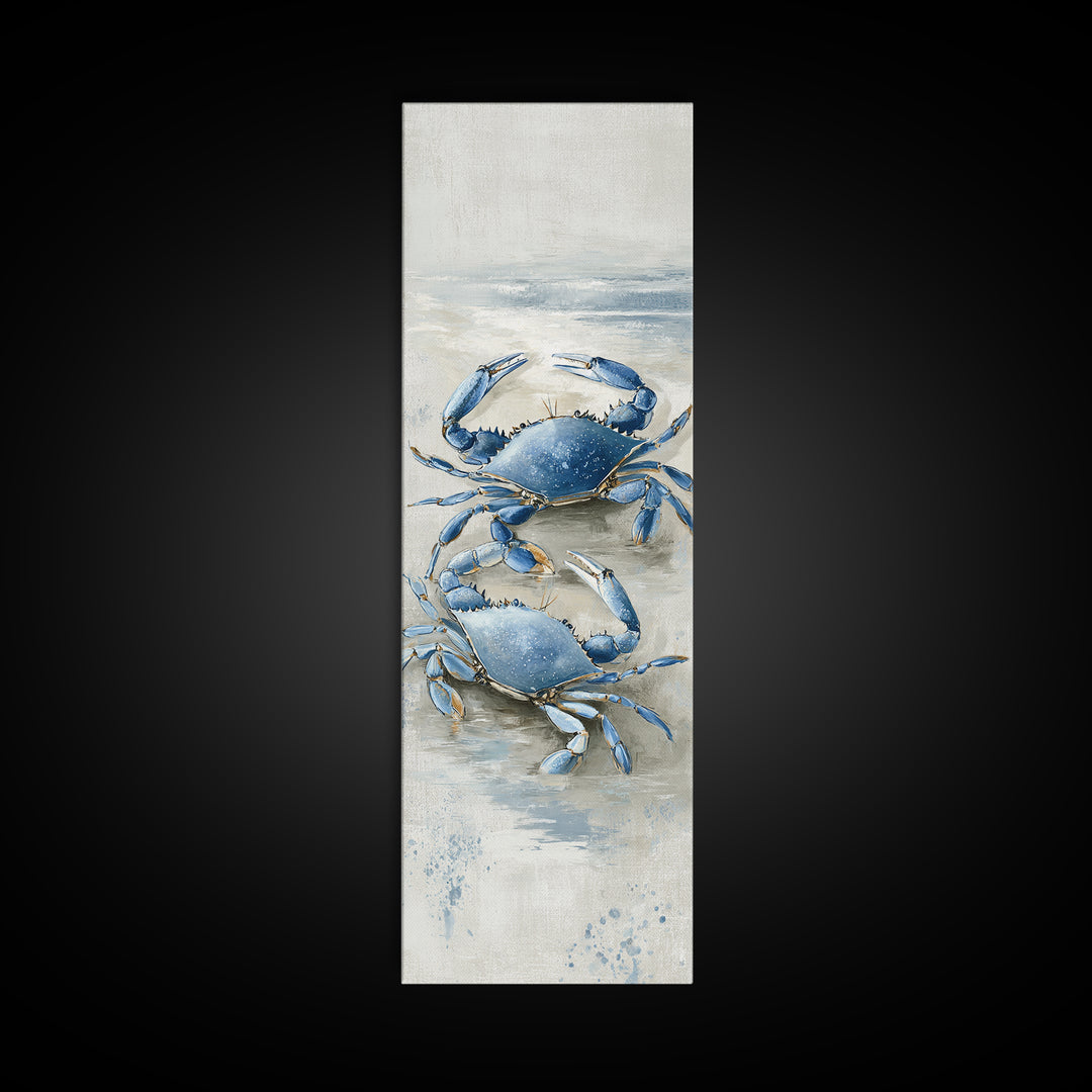 Blue Crab Illustration Canvas Print, Coastal Art, Statement Artwork, Coastal Decor, Fine Art, Coastal, Prints, COA-1x3-98