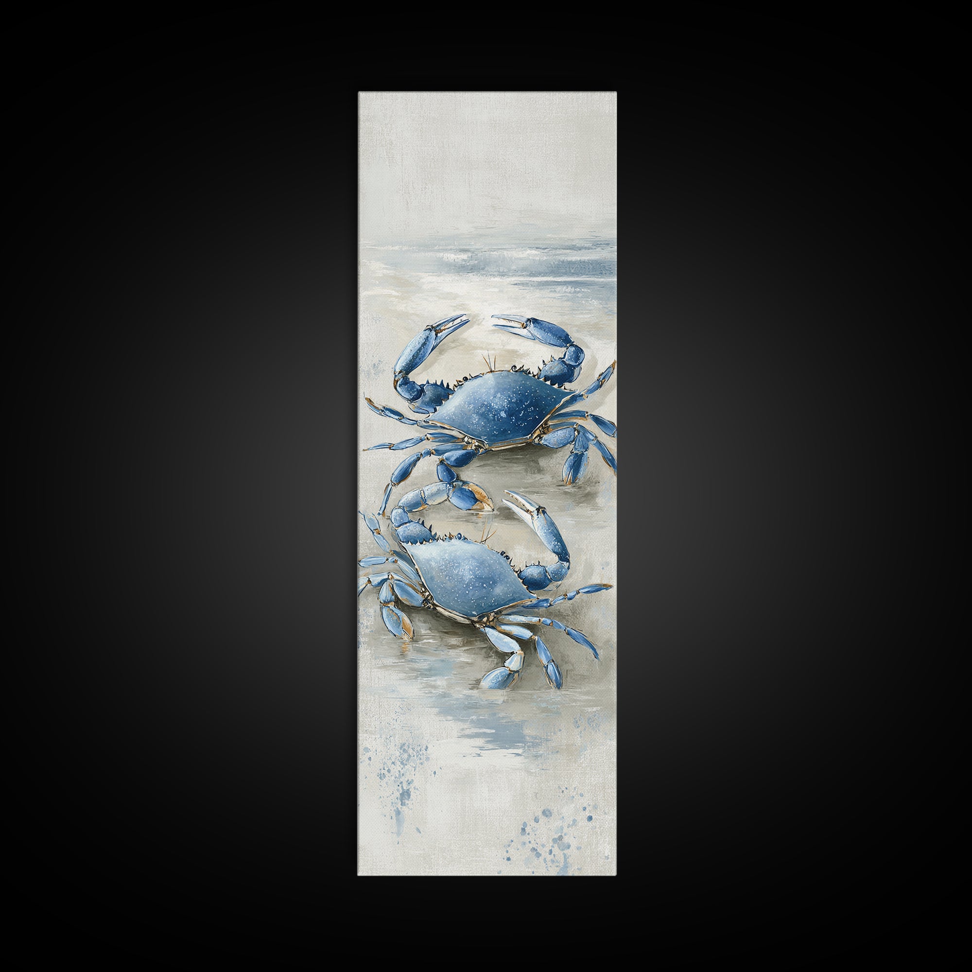 Blue Crab Illustration Canvas Print, Coastal Art, Statement Artwork, Coastal Decor, Fine Art, Coastal, Prints, COA-1x3-98