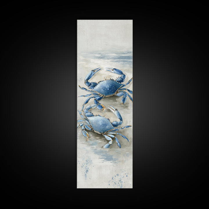 Blue Crab Illustration Canvas Print, Coastal Art, Statement Artwork, Coastal Decor, Fine Art, Coastal, Prints, COA-1x3-98