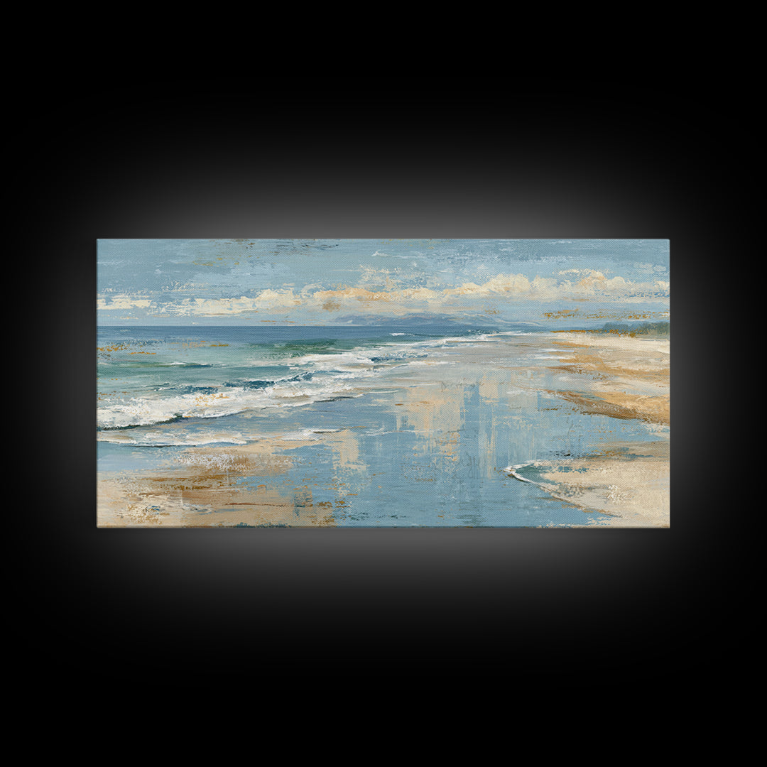 Abstract Seafoam Patterns Framed Canvas Print, Coastal Art, Fine Art Print, Coastal Decor, Abstract Art, Coastal, Wall Decor, COA-2x1-14