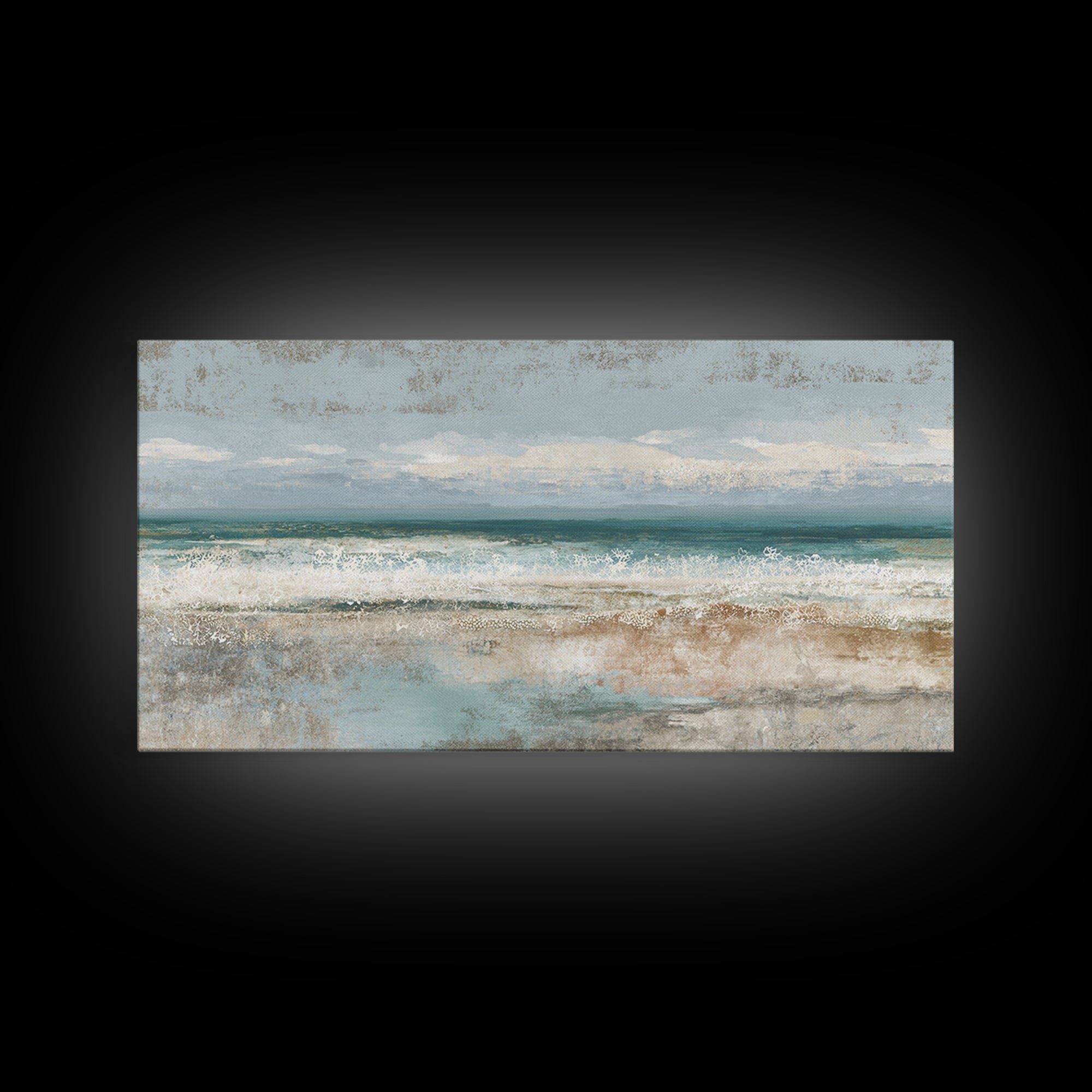 Abstract Seafoam Patterns Framed Canvas Print, Coastal Art, Home Decor, Coastal Decor, Abstract Art, Coastal, Wood Art, COA-2x1-86