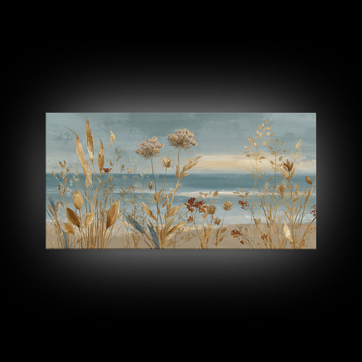 Coastal Botanical Bouquet Canvas Print, Coastal Art, Watercolor Painting, Coastal Decor, Oil Painting, Coastal, COA-2x1-89