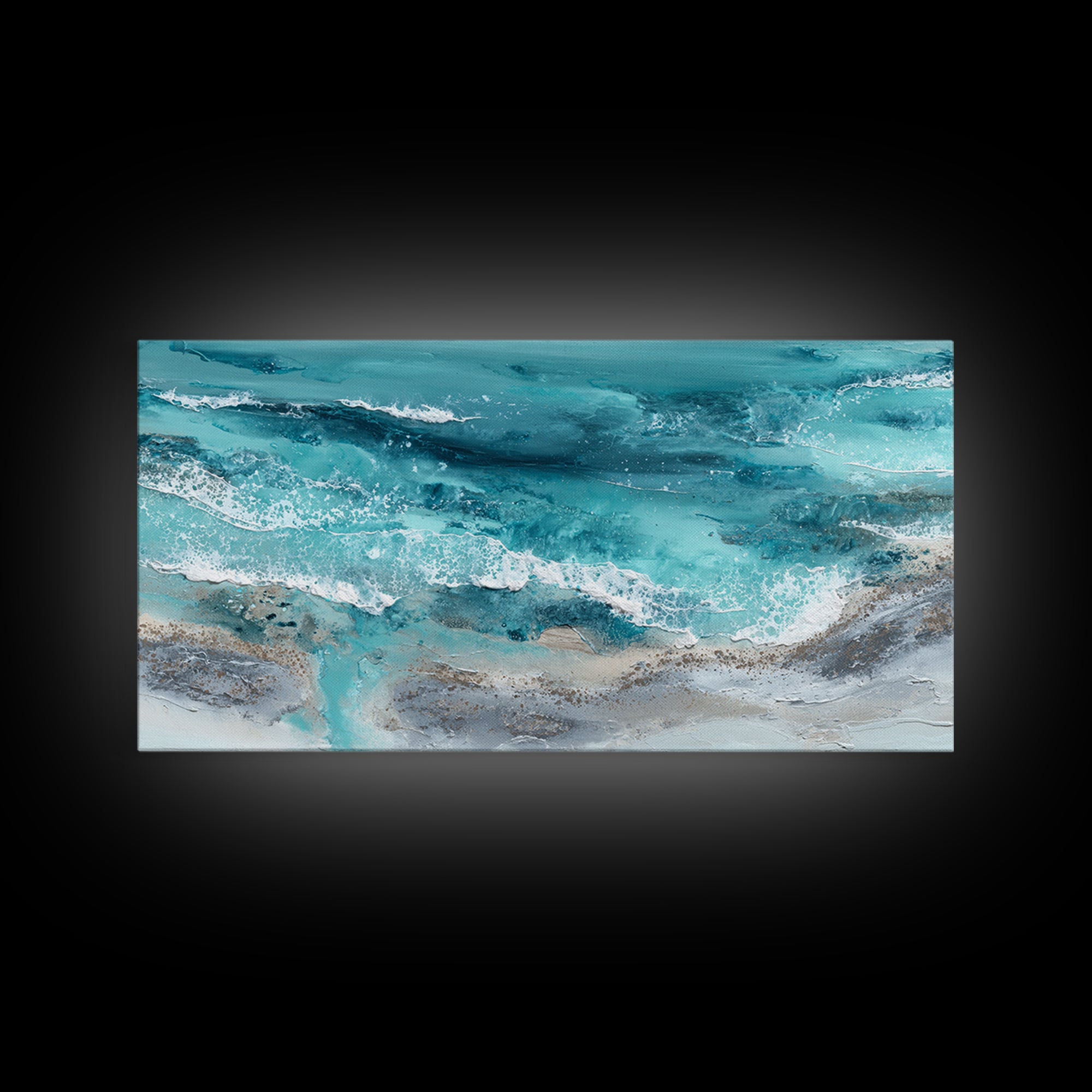 Aerial Sandbar with Turquoise Water Framed Canvas Print, Coastal Art, Bird Art, Coastal Decor, Coastal, Living Room Art, COA-2x1-97