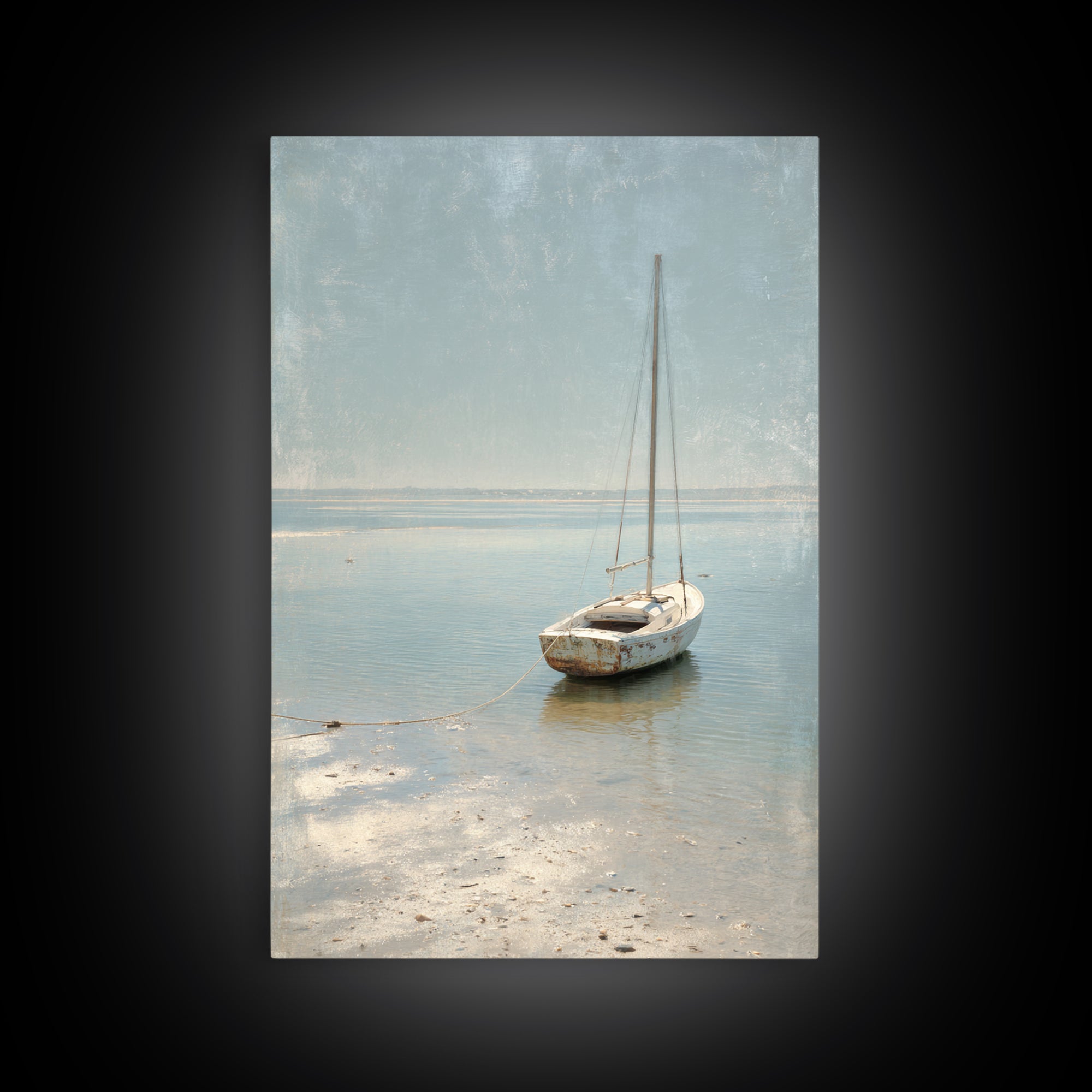 Weathered Sailboat on Calm Morning Water Canvas Print, Coastal Art, Luxury Decor, Coastal Decor, Coastal, Original Art, COA-2x3-10