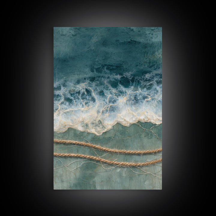 Storm Cloud over Deep Green Water Framed Canvas Print, Coastal Art, Statement Artwork, Coastal Decor, Fine Art, Coastal, COA-2x3-4