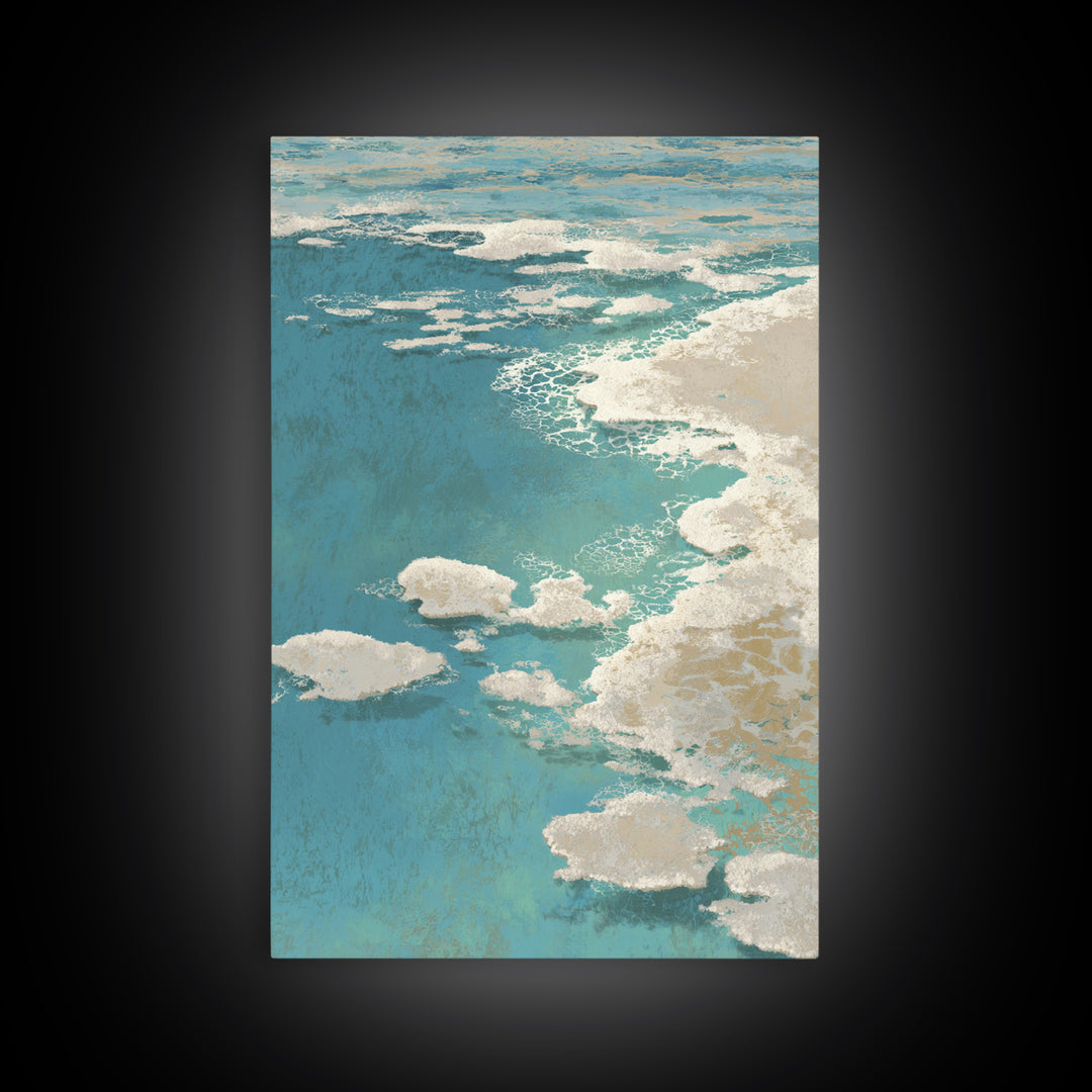 Abstract Seafoam Patterns Framed Canvas Print, Coastal Art, Prints, Coastal Decor, Abstract Art, Coastal, Coastal Wall Art, COA-2x3-74