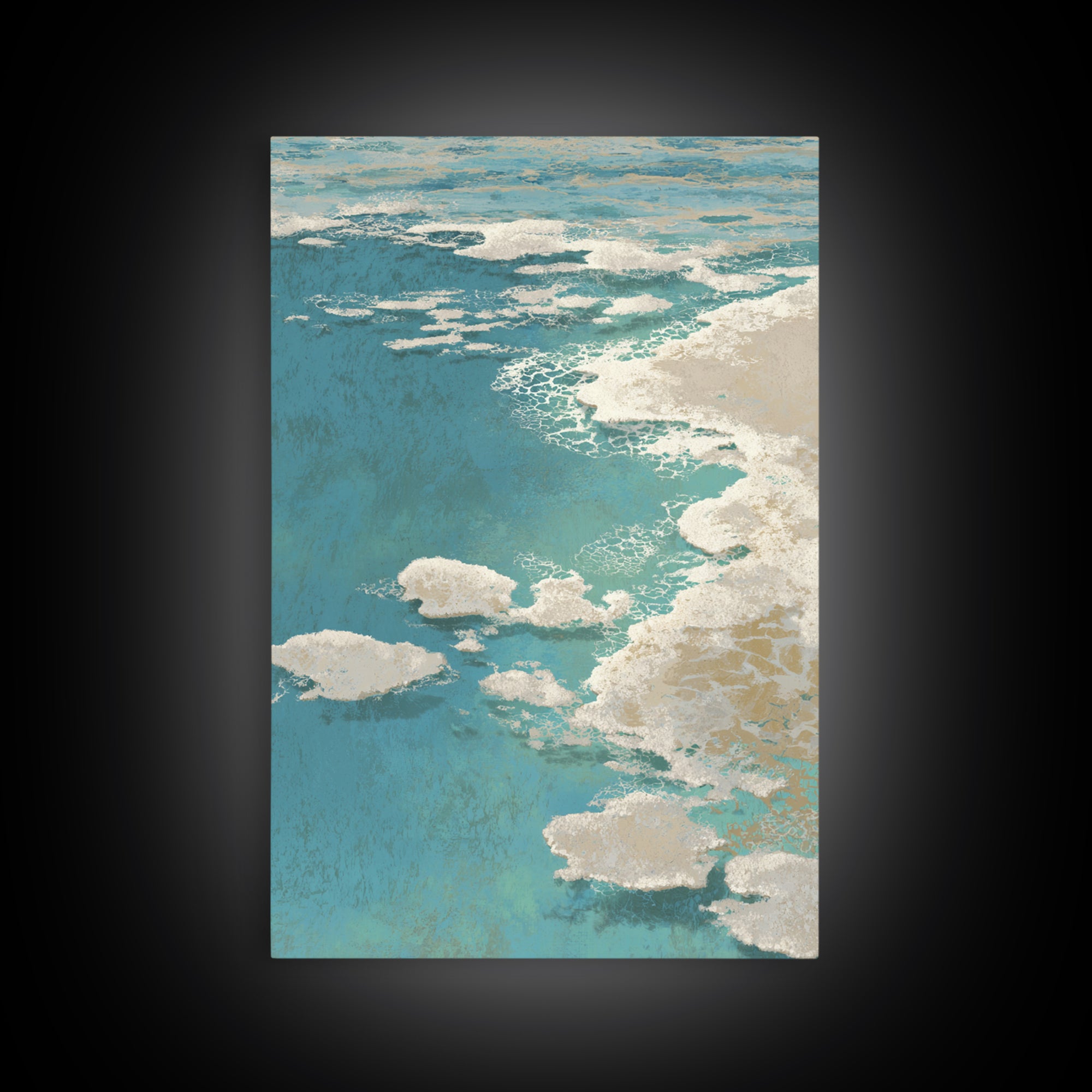 Abstract Seafoam Patterns Framed Canvas Print, Coastal Art, Prints, Coastal Decor, Abstract Art, Coastal, Coastal Wall Art, COA-2x3-74