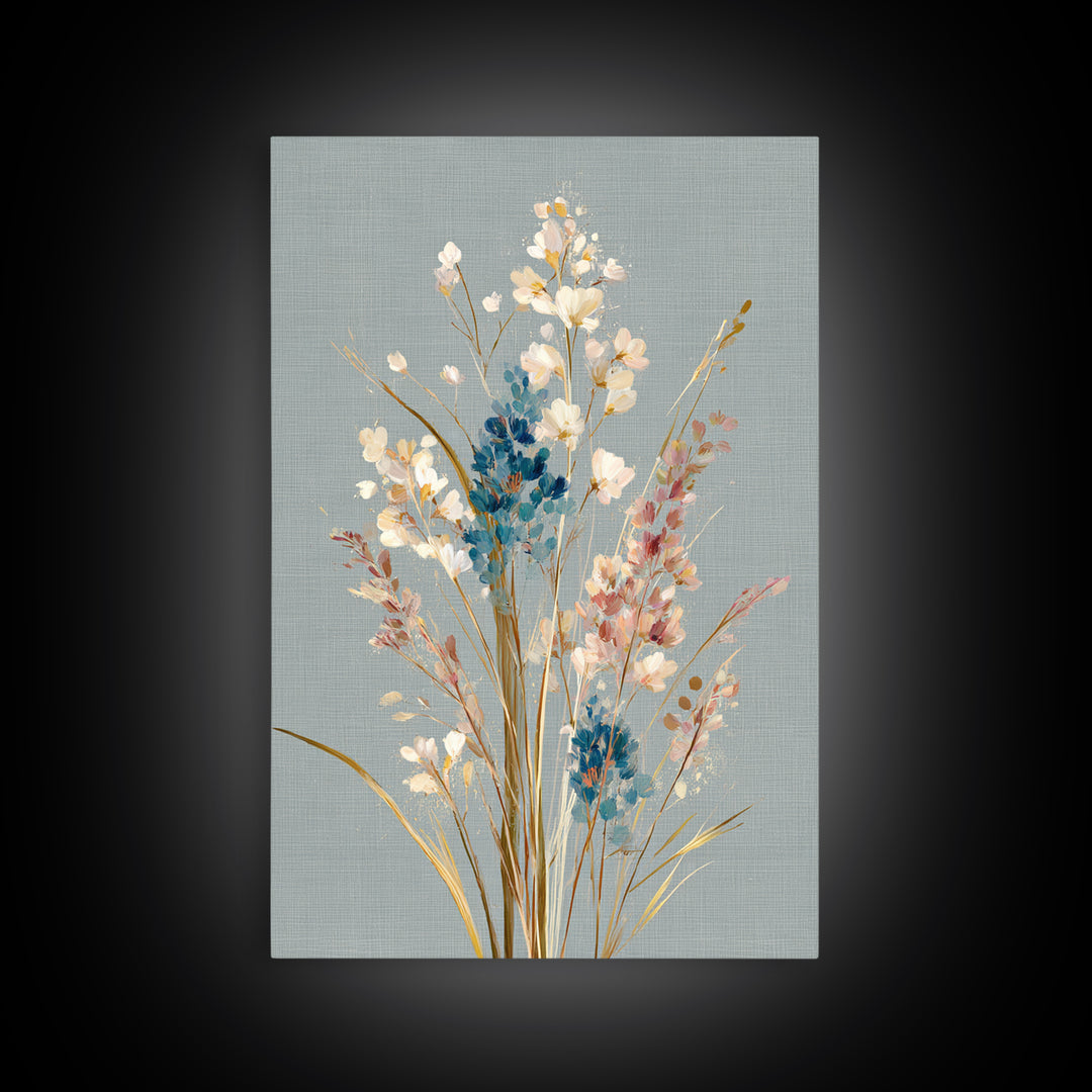 Coastal Botanical Bouquet Canvas Print, Coastal Art, Bird Art, Coastal Decor, Fine Art, Coastal, Living Room Art, Ocean Art, COA-2x3-77