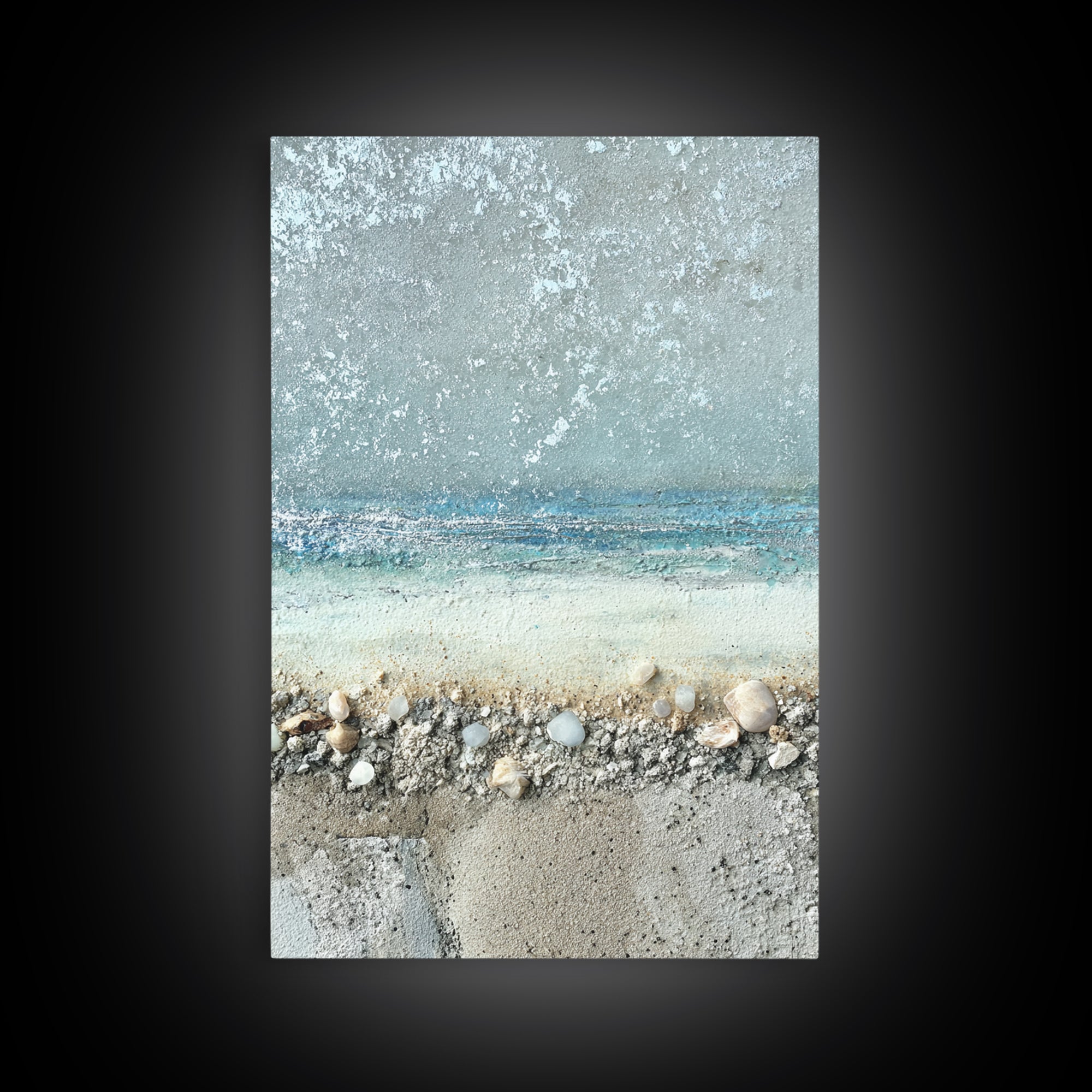 Moonlit Ocean with Silver Surf Framed Canvas Print, Coastal Art, Printable Wall Art, Coastal Decor, Fine Art, Coastal, COA-2x3-78