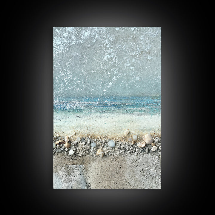 Moonlit Ocean with Silver Surf Framed Canvas Print, Coastal Art, Printable Wall Art, Coastal Decor, Fine Art, Coastal, COA-2x3-78