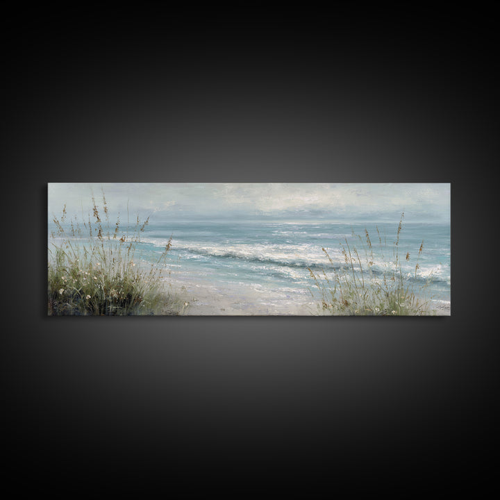 Coastal Grasses Moving Framed Canvas Print, Coastal Art, Neutral Decor, Coastal Decor, Fine Art, Coastal, Wall Art, Home Decor, COA-3x1-44