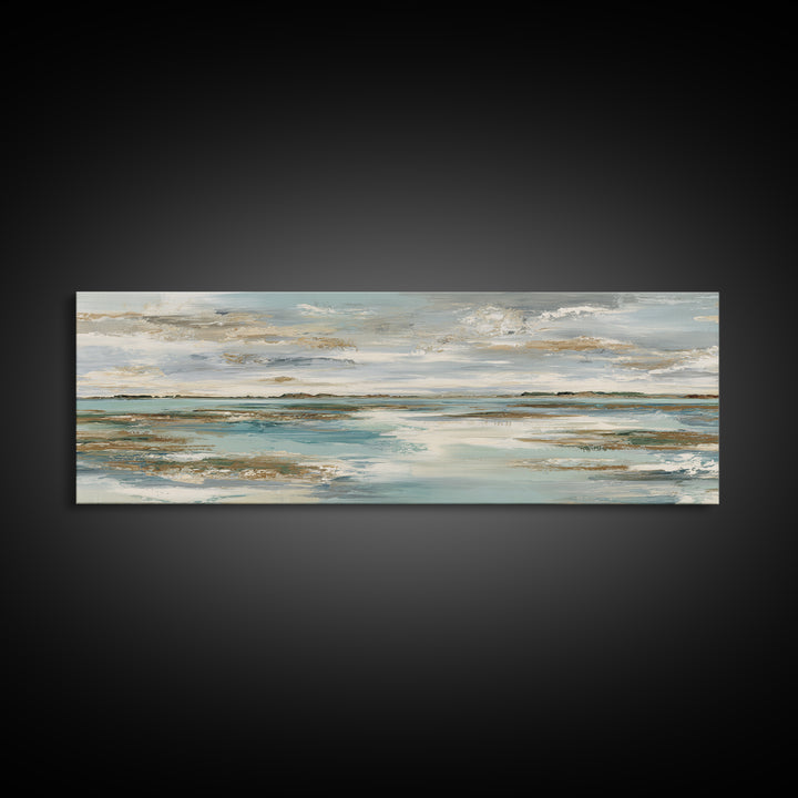 Abstract Seafoam Patterns Framed Canvas Print, Coastal Art, Bird Art, Coastal Decor, Fine Art, Coastal, Living Room Art, COA-3x1-58