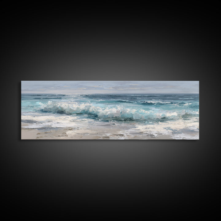 Moonlit Ocean with Silver Surf Canvas Print, Coastal Art, Gallery Decor, Coastal Decor, Fine Art, Coastal, Contemporary Art, COA-3x1-62