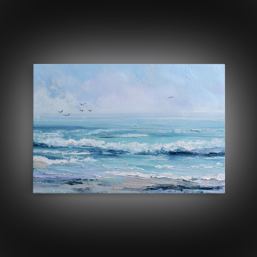 Soft Blue Ocean Horizon Canvas Print, Coastal Art, Living Room Art, Coastal Decor, Fine Art, Coastal, Luxury Decor, Art Print, COA-3x2-29