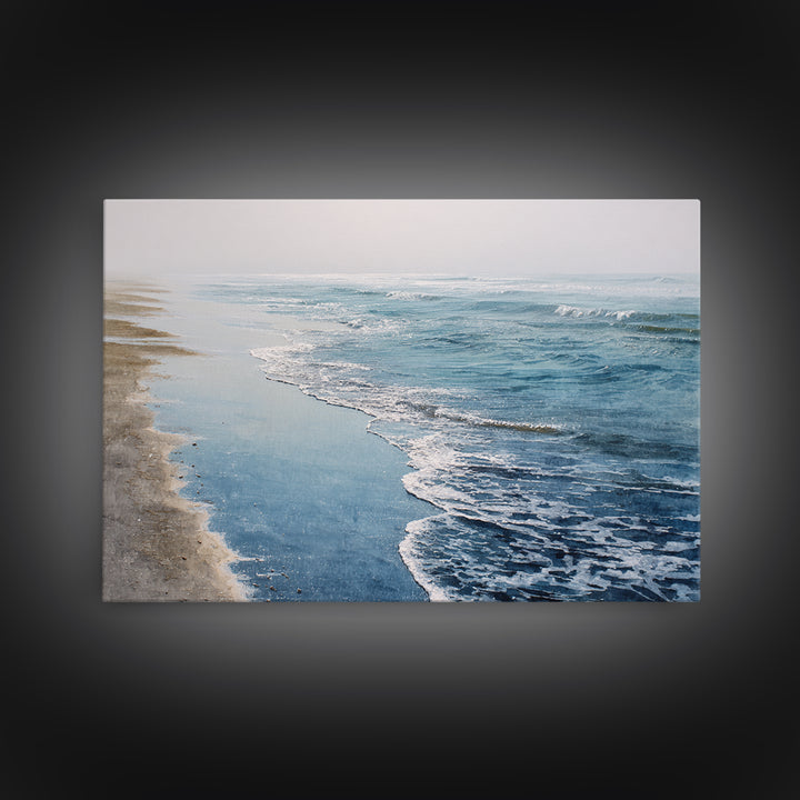 Minimal Wave Line Drawing Framed Canvas Print, Coastal Art, Coastal, Coastal Decor, Abstract Art, Coastal, Minimalist Decor, COA-3x2-60