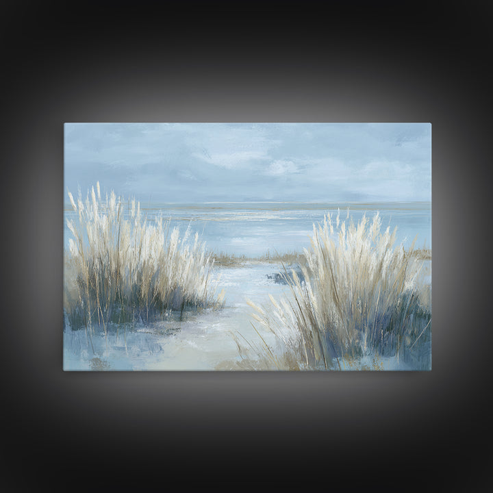 Coastal Grasses Moving Framed Canvas Print, Coastal Art, Modern Wall Art, Coastal Decor, Oil Painting, Coastal, Coastal Prints, COA-3x2-8